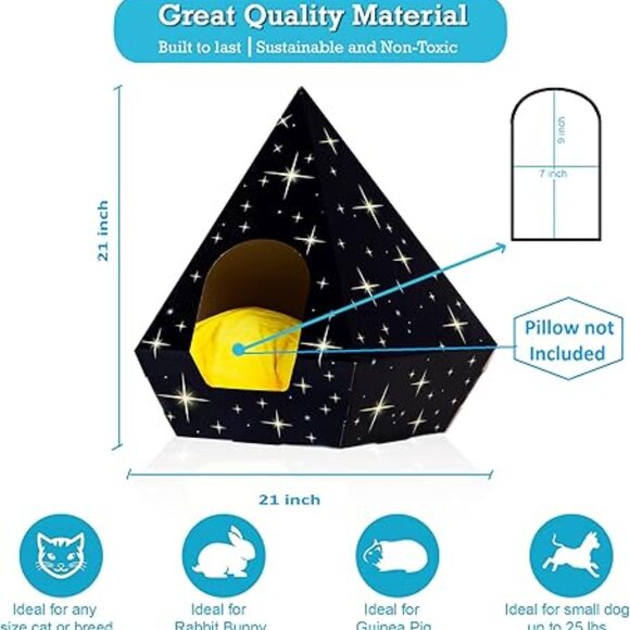 Cat Teepee Bed – Indoor Pet Tent House for Cats, Kittens & Small Dogs 🏕️🐾 - Picture 7 of 12